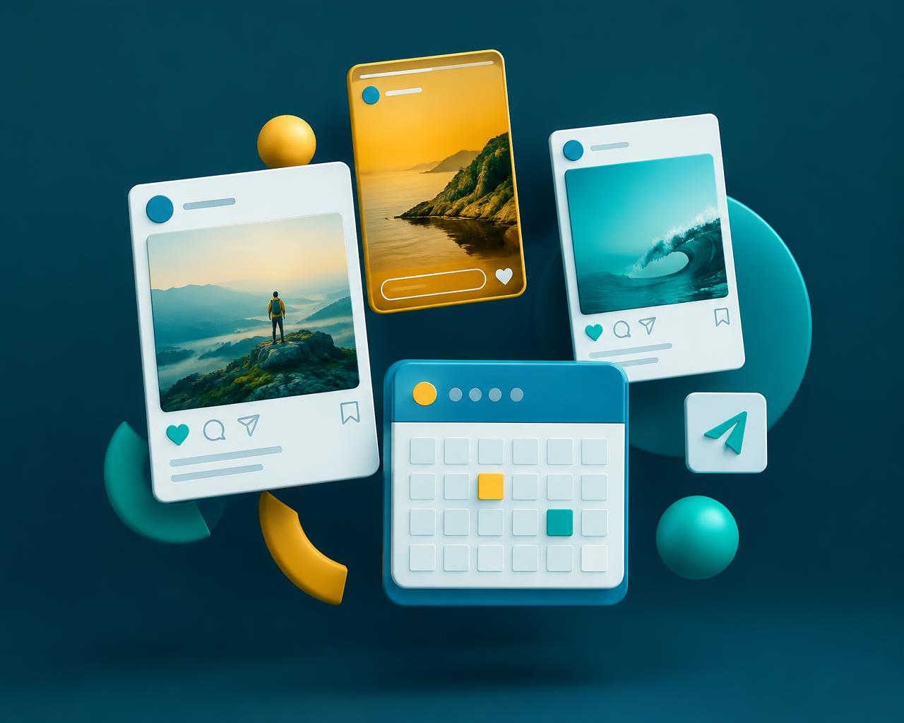 Cartões de posts e calendário editorial